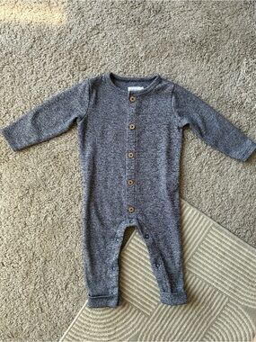 Rise Little Earthling Cozy Heather Gray Button-Front Footie